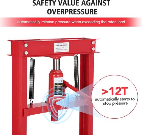6-Ton Hydraulic Shop Press, Heavy Duty Benchtop Hydraulic Shop Press with 2 Press Plates, H-Frame Pneumatic Shop Press Adjustable Height,Red in Saudi Arabia
