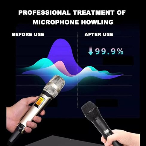 Professional Feedback Suppressor, KTV Microphone Frequency Shifter, Anti-Howling Audio Processor, Support XLR and 6.35 Interface, for Performance Stage, No Debugging Required in Saudi Arabia
