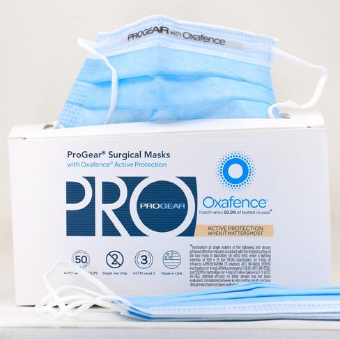 قناع الوجه من المستوى 3 ASTM مع Oxafence-FDA cleared ، من صنع الولايات المتحدة الأمريكية عن طريق حماية بروغير ، 4 فترات-معملة من أجل تعطيل 99.9 ٪ من الفيروسات المختبرة* in Saudi Arabia