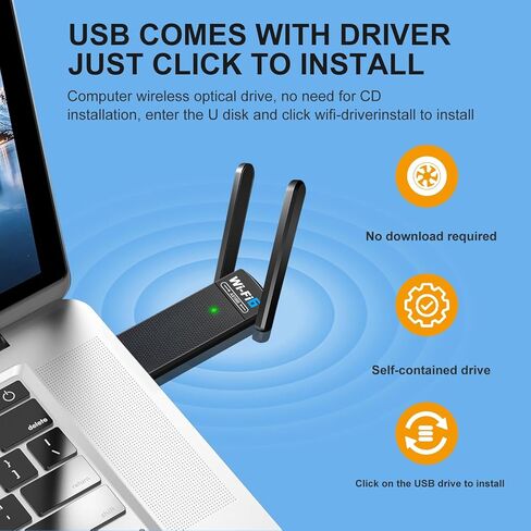 محول WiFi6 USB WIFI6 اللاسلكي للكمبيوتر الشخصي 3DBI هوائي 5G/2.4G محول WIFI لأجهزة الكمبيوتر المحمولة سطح المكتب Windows11/10/7 ، محول لاسلكي لمحول شبكة كمبيوتر سطح المكتب in Kuwait