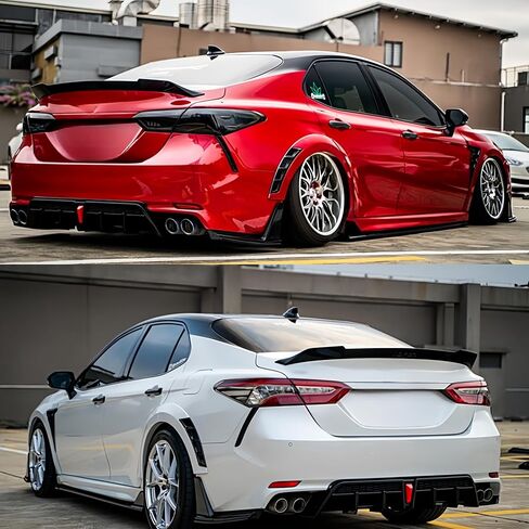 المفسد الخلفي متوافق مع 2018-2024 Toyota Camry Se Xse L Le Xle Hybrid ، Yofer V2 Style Fits لعام 2018 2019 2020 2021 2022 2023 2024 سيدان ، Trunk Duckbill High Kick Wing Lip Black in Kuwait