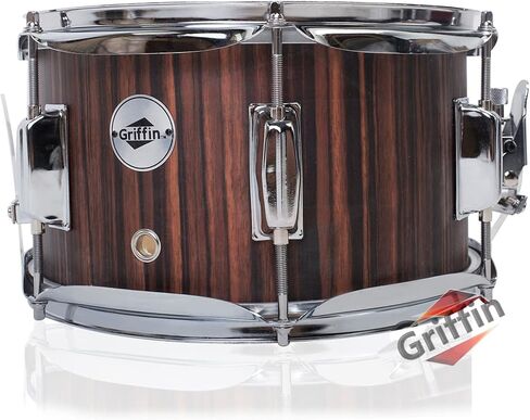Griffin Snare Drum 10 "X6" Poplar Wood Shell (Popcornpunch Edition) - Mini Snare with Black Hickory PVC ، Tharing Off ، Drum Key and Coated Head in Saudi Arabia