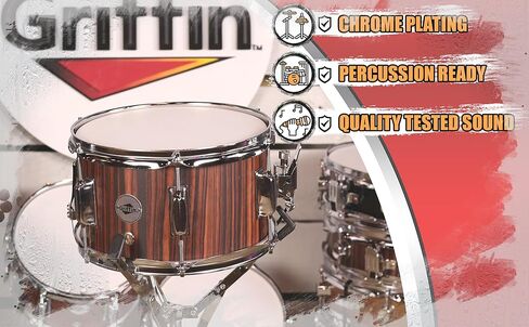 Griffin Snare Drum 10 "X6" Poplar Wood Shell (Popcornpunch Edition) - Mini Snare with Black Hickory PVC ، Tharing Off ، Drum Key and Coated Head in Saudi Arabia