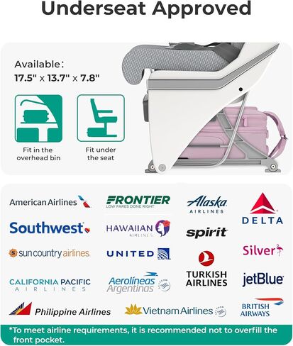 BAGSMART Small Underseat Carry on Luggage with Wheels, 16 inch Small Under Seat Luggage, Lightweight Travel Suitcase for Women, Classic in Kuwait