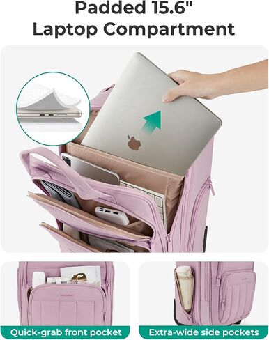 BAGSMART Small Underseat Carry on Luggage with Wheels, 16 inch Small Under Seat Luggage, Lightweight Travel Suitcase for Women, Classic in Kuwait