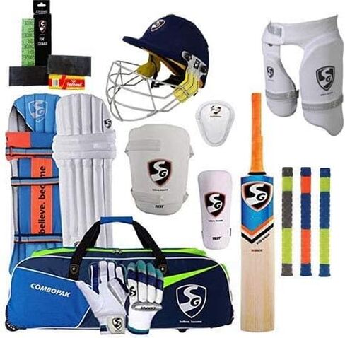 SG Best Sports 100 ٪ مجموعة Cricket Complete الأصلية مع الملحقات بالحجم الكامل (مثالي لكبار اللاعبين) مجموعة الكريكيت الكاملة in Kuwait