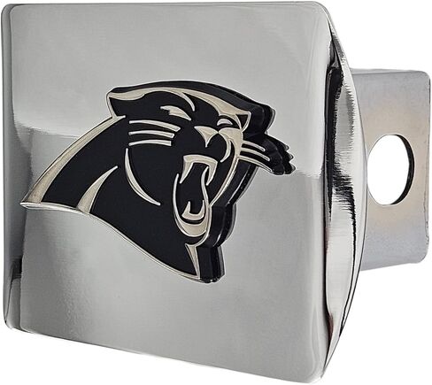 Carolina Panthers Chrome Hitch Cover مع شعار Team Black ثلاثي الأبعاد من قبل Fanmats - تصميم فريد من نوعه تصميم المعادن - التثبيت السهل على الشاحنة ، سيارات الدفع الرباعي ، السيارة - هدية مثالية للموت هارد الفهود معجبين كرة القدم in Saudi Arabia