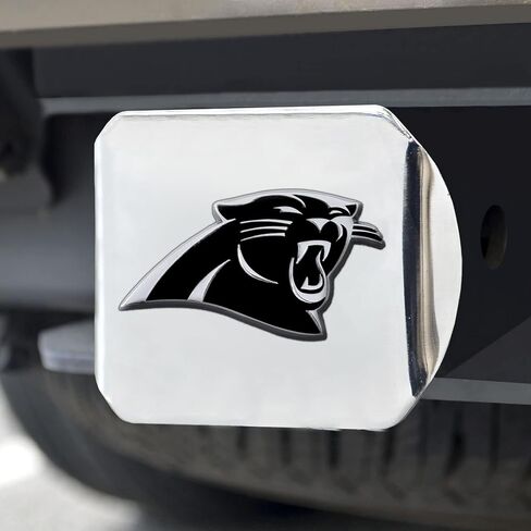 Carolina Panthers Chrome Hitch Cover مع شعار Team Black ثلاثي الأبعاد من قبل Fanmats - تصميم فريد من نوعه تصميم المعادن - التثبيت السهل على الشاحنة ، سيارات الدفع الرباعي ، السيارة - هدية مثالية للموت هارد الفهود معجبين كرة القدم in Saudi Arabia