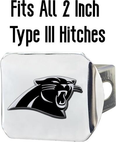 Carolina Panthers Chrome Hitch Cover مع شعار Team Black ثلاثي الأبعاد من قبل Fanmats - تصميم فريد من نوعه تصميم المعادن - التثبيت السهل على الشاحنة ، سيارات الدفع الرباعي ، السيارة - هدية مثالية للموت هارد الفهود معجبين كرة القدم in Saudi Arabia