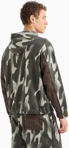 Armani Exchange Men's Camo Print with Contrast Pocket Hooded Sweatshirt in Saudi Arabia