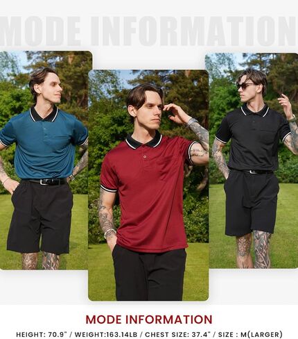 Geek Lighting 3 Pack Mens Polo Derts Short Sleeve Polo الرياضية للرجال من القمصان الفطرية الرطبة مع الجيب in Kuwait
