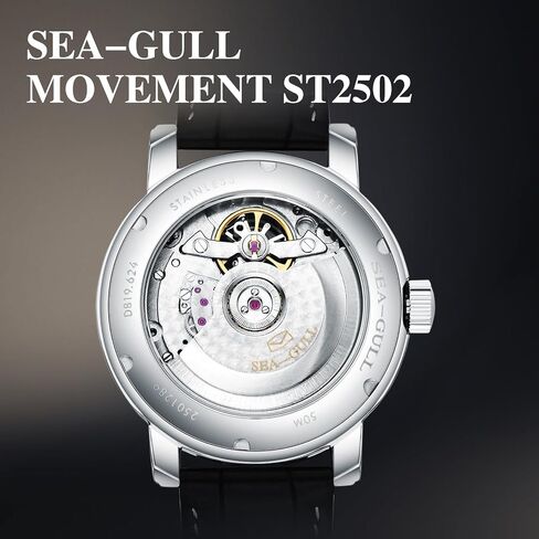 2021 Seagull Men's Watch Hollow Automatic Mechanical Watch Calendar Potential Multifunction Flywheel Business Watches, White- D819.626, Strap in Saudi Arabia