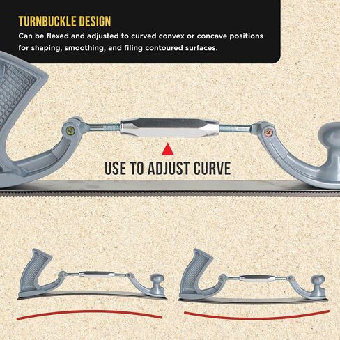 Dura-Gold Adjustable Flexible Body File Holder with 14" Double-Sided Bastard File Blade, 9 Teeth Per Inch - Adjusts to Curved Convex or Concave for Shaping, Smoothing, and Filing Contoured Surfaces in Saudi Arabia