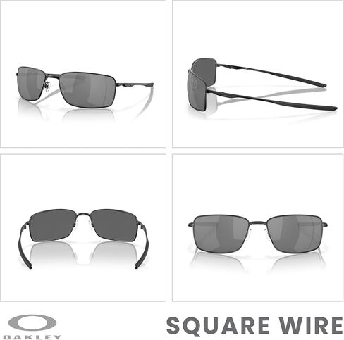 Oakley Square Wire OO4075 407514 60MM Tungsten/Prizm Tungsten Polarized Rectangular Sunglasses for Men + BUNDLE Accessory Leash Kit+ BUNDLE with Designer iWear Eyewear Kit in Saudi Arabia
