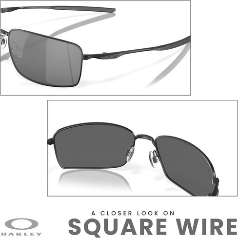 Oakley Square Wire OO4075 407514 60MM Tungsten/Prizm Tungsten Polarized Rectangular Sunglasses for Men + BUNDLE Accessory Leash Kit+ BUNDLE with Designer iWear Eyewear Kit in Saudi Arabia