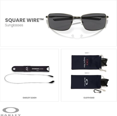 Oakley Square Wire OO4075 407514 60MM Tungsten/Prizm Tungsten Polarized Rectangular Sunglasses for Men + BUNDLE Accessory Leash Kit+ BUNDLE with Designer iWear Eyewear Kit in Saudi Arabia