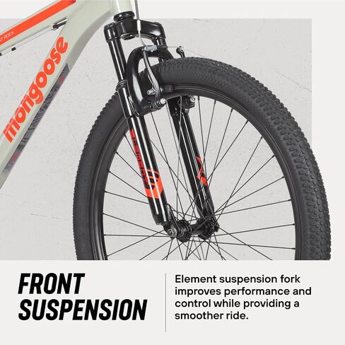 Mongoose Flatrock Mountain Bike, 24, 26 or 29 Inch Bike for Youth and Adults, 7 or 21 Speed, Aluminum Frame, Suspension Fork, Twist Shifters, Linear Pull Brakes, for Adults, Boys and Girls in Kuwait