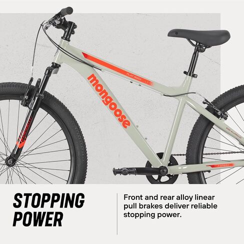 Mongoose Flatrock Mountain Bike, 24, 26 or 29 Inch Bike for Youth and Adults, 7 or 21 Speed, Aluminum Frame, Suspension Fork, Twist Shifters, Linear Pull Brakes, for Adults, Boys and Girls in Kuwait