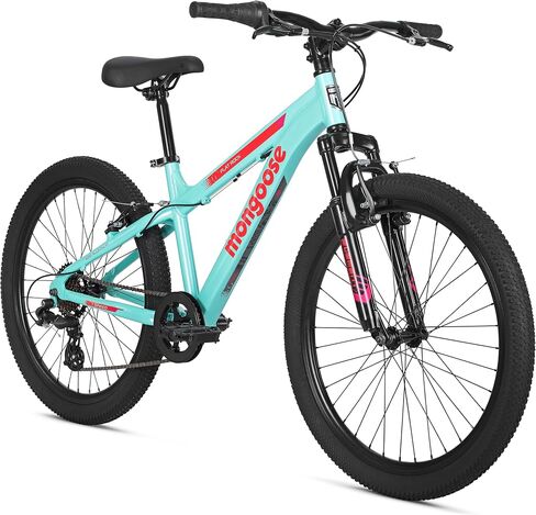Mongoose Flatrock Mountain Bike, 24, 26 or 29 Inch Bike for Youth and Adults, 7 or 21 Speed, Aluminum Frame, Suspension Fork, Twist Shifters, Linear Pull Brakes, for Adults, Boys and Girls in Kuwait