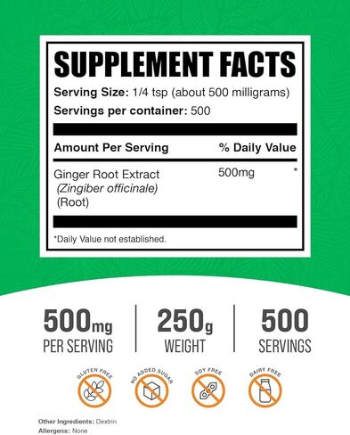 plksupplements.com مسحوق استخراج جذر الزنجبيل - ملحق الزنجبيل ، مسحوق جذر الزنجبيل - ملحق الأعشاب ، خالي من الغلوتين ، 500 ملغ لكل وجبة ، 500 جرام (1.1 رطل) (حزمة 1) in Kuwait