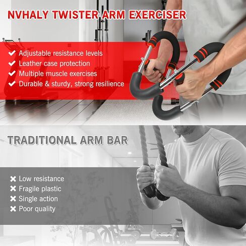 Twister Arm Trainer - Adjustable 60-100lbs Resistance Arm & Chest Workout Equipment for Home Gym Fitness , Arm Strengthener for Men, Power Twister Bar for Biceps, Forearm & Shoulder Training in Saudi Arabia