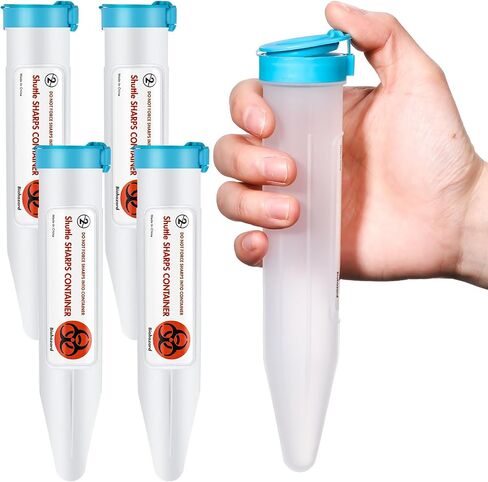 6 Count Single Use Travel Sharps Containers Transportable Small Disposal Sharps Containers with Locking Mechanism for Needles Syringes in Saudi Arabia