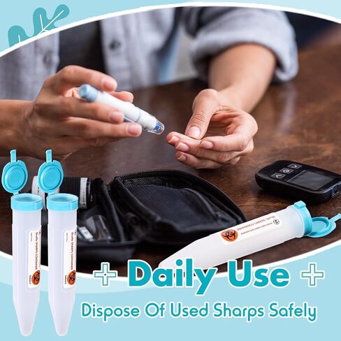 6 Count Single Use Travel Sharps Containers Transportable Small Disposal Sharps Containers with Locking Mechanism for Needles Syringes in Saudi Arabia