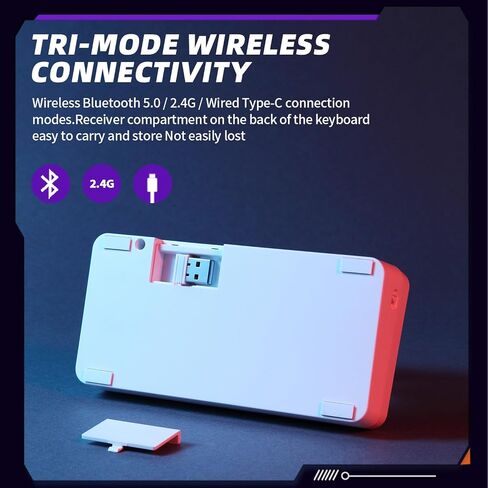 Darmoshark K3 Pro Three Mode 2.4g/BT5.0/USB-C اللاسلكي الرقم الميكانيكي للرقم الميكانيكي 19 مفتاح لوحة المفاتيح لوحة مفاتيح RGB Backlight Game. in Kuwait
