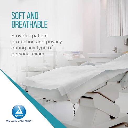 Dynarex 8151 Drape Sheet, 2-Ply Tissue, Soft and Breathable Medical Drapes, Provides Protection and Privacy, Used by Physicians, Veterinarians, and Tattoo Artists, 40" x 72", White, Pack of 50 in Saudi Arabia