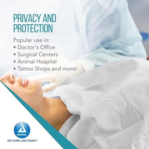 Dynarex 8151 Drape Sheet, 2-Ply Tissue, Soft and Breathable Medical Drapes, Provides Protection and Privacy, Used by Physicians, Veterinarians, and Tattoo Artists, 40" x 72", White, Pack of 50 in Saudi Arabia