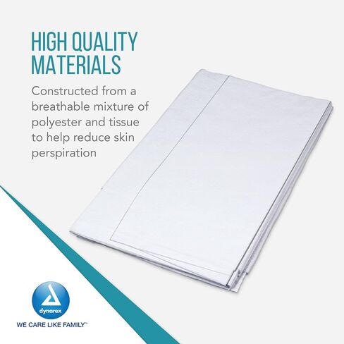 Dynarex 8151 Drape Sheet, 2-Ply Tissue, Soft and Breathable Medical Drapes, Provides Protection and Privacy, Used by Physicians, Veterinarians, and Tattoo Artists, 40" x 72", White, Pack of 50 in Saudi Arabia