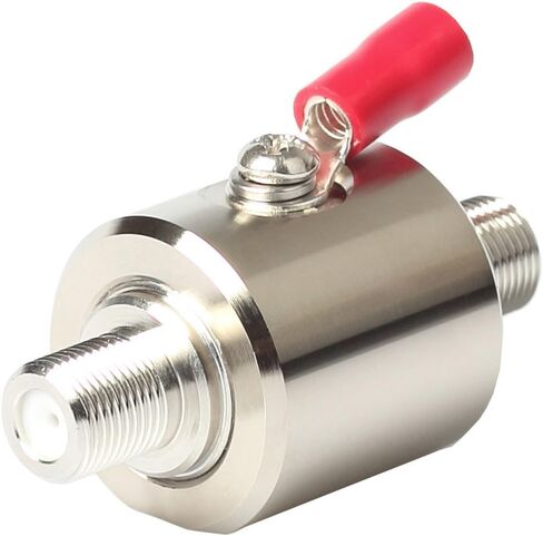 Lightning Arrestor F Male to F Female DC-3GHz 75 ohm Cellular 2G 3G 4G LTE CATV Satellite with 90V Gas Tube Surge Arrester (Lightning Arrester F Male to Female) in Kuwait