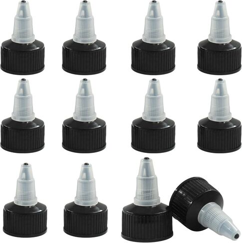 12pcs 24/410 Twist Top Caps ، قبعات استبدال الزجاجة بزجاجة لزجاجات الضغط ، زجاجات الغراء (أسود) in Kuwait
