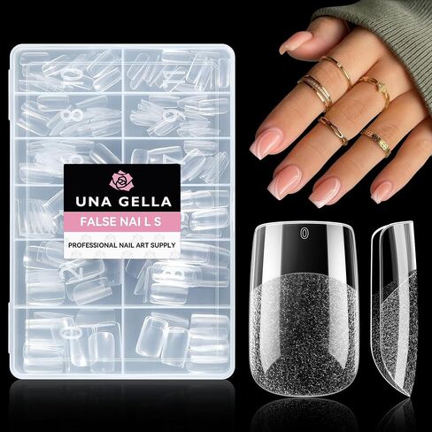 UNA GELLA Short Square Fake Nails 216pcs Short Square Press on Nails Pre-shape Short Square Gel Nail Tips for Full Cover Acrylic Short Square Nails False Nails For Nail Extension Home DIY Nail Salon 12 Sizes Gelly Tips in Saudi Arabia