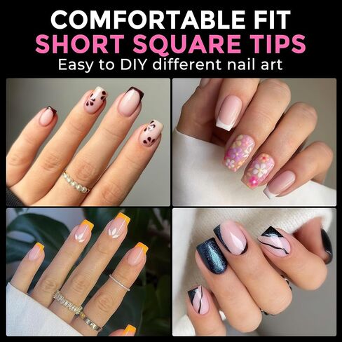 UNA GELLA Short Square Fake Nails 216pcs Short Square Press on Nails Pre-shape Short Square Gel Nail Tips for Full Cover Acrylic Short Square Nails False Nails For Nail Extension Home DIY Nail Salon 12 Sizes Gelly Tips in Saudi Arabia