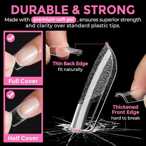UNA GELLA Short Square Fake Nails 216pcs Short Square Press on Nails Pre-shape Short Square Gel Nail Tips for Full Cover Acrylic Short Square Nails False Nails For Nail Extension Home DIY Nail Salon 12 Sizes Gelly Tips in Saudi Arabia