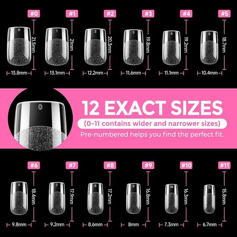 UNA GELLA Short Square Fake Nails 216pcs Short Square Press on Nails Pre-shape Short Square Gel Nail Tips for Full Cover Acrylic Short Square Nails False Nails For Nail Extension Home DIY Nail Salon 12 Sizes Gelly Tips in Saudi Arabia