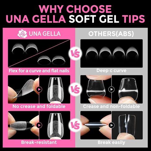 UNA GELLA Short Coffin Fake Nails 216pcs Short Coffin Press on Nails Pre-shape Short Coffin Gel Nail Tips for Full Cover Acrylic Short Coffin Nails False Nails For Nail Extension Home DIY Nail Salon 12 Sizes Gelly Tips in Kuwait