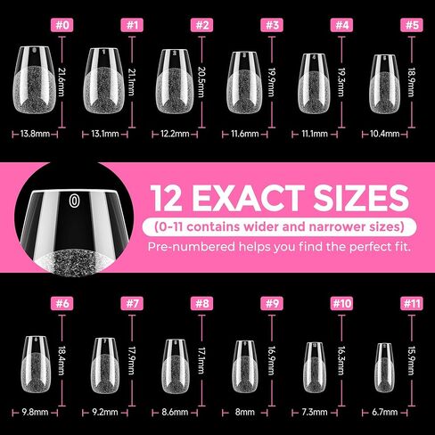 UNA GELLA Short Coffin Fake Nails 216pcs Short Coffin Press on Nails Pre-shape Short Coffin Gel Nail Tips for Full Cover Acrylic Short Coffin Nails False Nails For Nail Extension Home DIY Nail Salon 12 Sizes Gelly Tips in Kuwait