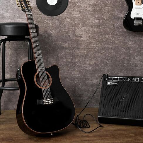 Vangoa Advanced 12 String Guitar ، الحجم الكامل اثني عشر سلسلة الغيتار acoustic 4 band band eq electroacoustic مجموعة للمبتدئين البالغين المتوسطين ، قمة شجرة التنوب ، glossy natural in Kuwait