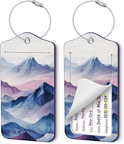 2 علامات الأمتعة حزمة لحقائب ، وعلامات اسم جلدية لطيف مع غطاء الخصوصية وحلقات الفولاذ المقاوم للصدأ ، وعلامات معرف السفر للنساء والرجال - الزهرة البرية in Kuwait