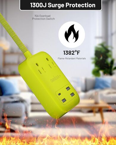 شريط USB Bar 2 Strip Power ، مع 2 منافذ USB (1 USB C) ، موسع منفذ للتوصيلات متعددة المكونات مع سلك تمديد مضفر 6 أقدام ، 1700 جول ، محطة شحن USB المكتب المسطح لمكتب المنزل للمكتب المنزلي in Saudi Arabia