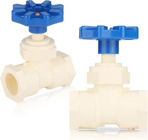 (Pack of 2) EFIELD 3/4" CTS x 3/4" CTS CPVC Stop Valve With ABS Handle for Hot/Cold and Potable Water (Solvent x Solvent),(CPVC065-2) in Kuwait