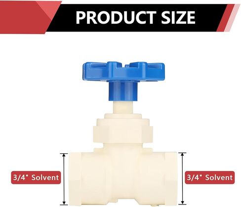 (Pack of 2) EFIELD 3/4" CTS x 3/4" CTS CPVC Stop Valve With ABS Handle for Hot/Cold and Potable Water (Solvent x Solvent),(CPVC065-2) in Kuwait