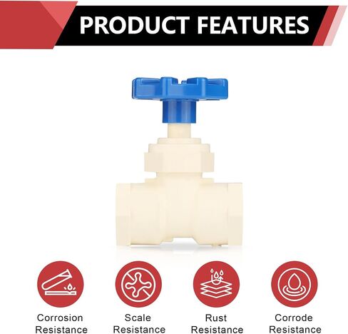 (Pack of 2) EFIELD 3/4" CTS x 3/4" CTS CPVC Stop Valve With ABS Handle for Hot/Cold and Potable Water (Solvent x Solvent),(CPVC065-2) in Kuwait