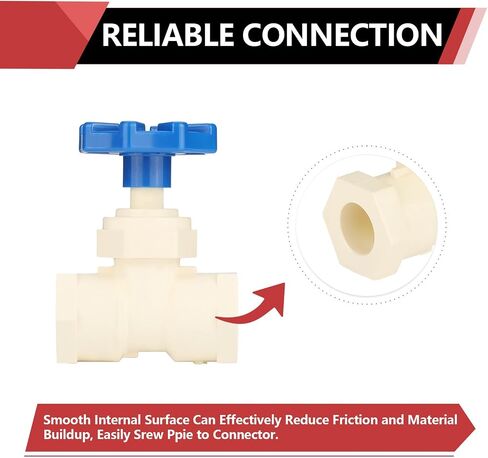 (Pack of 2) EFIELD 3/4" CTS x 3/4" CTS CPVC Stop Valve With ABS Handle for Hot/Cold and Potable Water (Solvent x Solvent),(CPVC065-2) in Kuwait