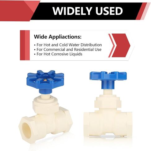 (Pack of 2) EFIELD 3/4" CTS x 3/4" CTS CPVC Stop Valve With ABS Handle for Hot/Cold and Potable Water (Solvent x Solvent),(CPVC065-2) in Kuwait