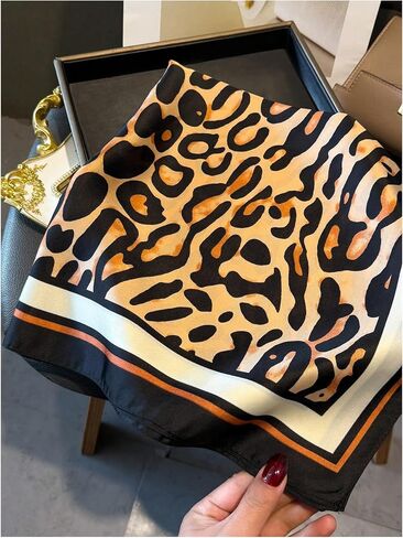 Floerns Women's Cheetah Print Silk Square Scarf Headscarf Hair Scarf Hair Kerchief in Saudi Arabia