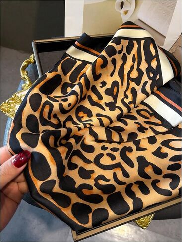 Floerns Women's Cheetah Print Silk Square Scarf Headscarf Hair Scarf Hair Kerchief in Saudi Arabia