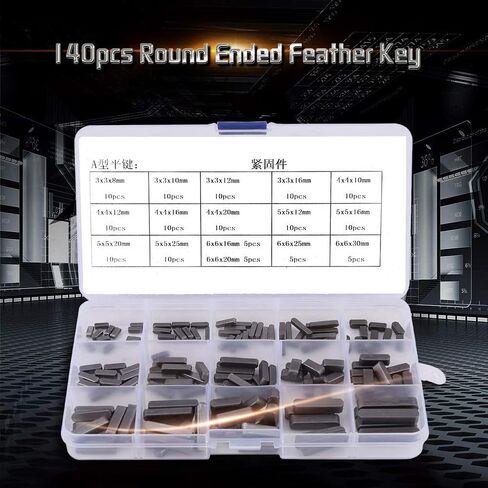 Motor Shaft Keys Set, Stainless Steel Key Stock Assortment 140pcs Round Ended FeatherKey Parallel Drive Shaft Keys Set 8mm 10mm 12mm 16mm 20mm 25mm 30mm in Kuwait